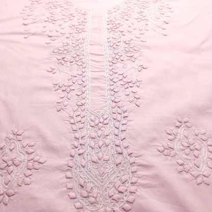 albaas | Tarkashi  Applique on Cotton Lawn Shirt's Front and Sleeves with Matching Plain Trousers - Unstitched 2PC Suit   | ALTAST-36531-BABY PINK