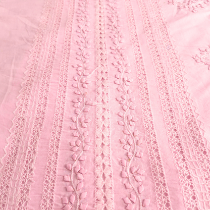 albaas | Tarkashi  Applique on Cotton Lawn Shirt's Front and Sleeves with Matching Plain Trousers - Unstitched 2PC Suit   | ALTAST-36531-BABY PINK