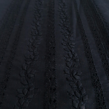 albaas | Tarkashi  Applique on Cotton Lawn Shirt's Front and Sleeves with Matching Plain Trousers - Unstitched 2PC Suit   | ALTAST-36531-BLACK