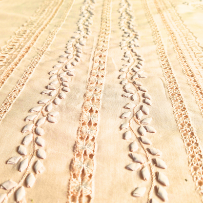 albaas | Tarkashi  Applique on Cotton Lawn Shirt's Front and Sleeves with Matching Plain Trousers - Unstitched 2PC Suit   | ALTAST-36531-PEACH