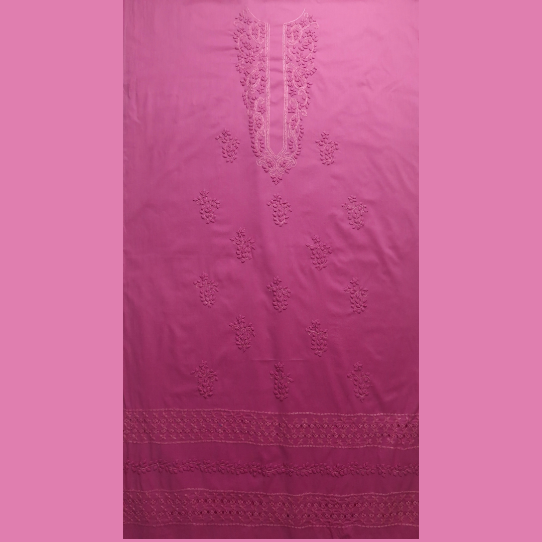 albaas | Tarkashi  Applique on Cotton Lawn Shirt's Front and Sleeves with Matching Plain Trousers - Unstitched 2PC Suit   | ALTAST-36532-BUBBLEGUM