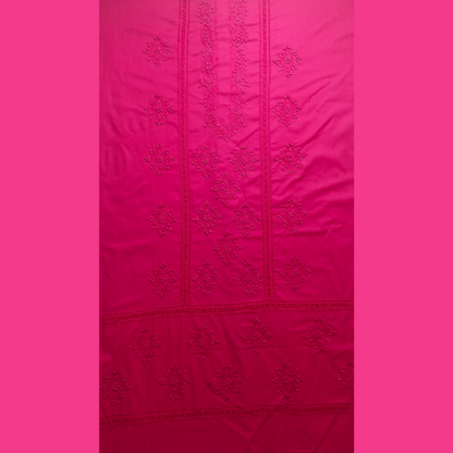 albaas | Tarkashi  Applique on Cotton Lawn Shirt's Front and Sleeves with Matching Plain Trousers - Unstitched 2PC Suit   | ALTAST-36533-NEON PINK