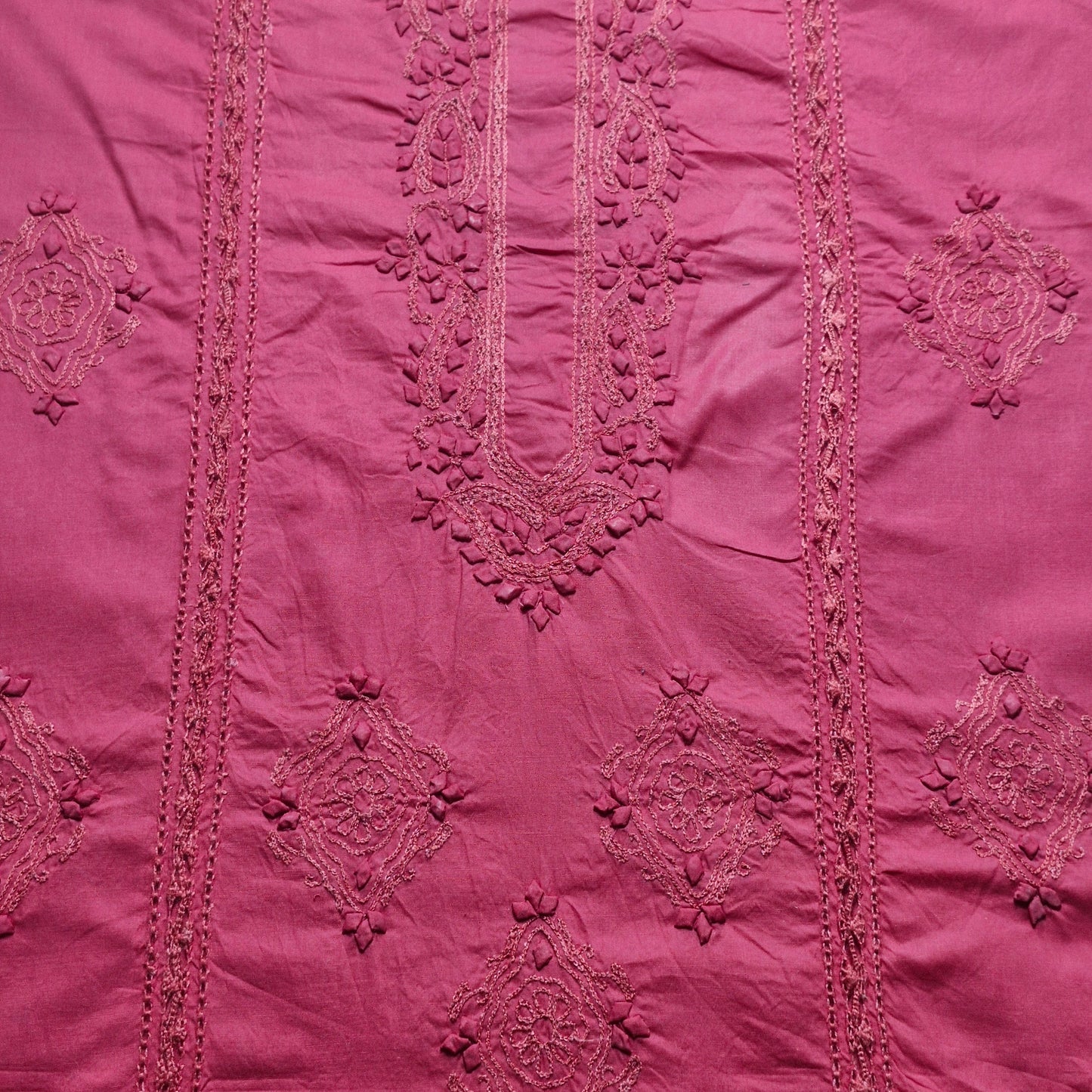 albaas | Tarkashi  Applique on Cotton Lawn Shirt's Front and Sleeves with Matching Plain Trousers - Unstitched 2PC Suit   | ALTAST-36533-REDDISH PINK