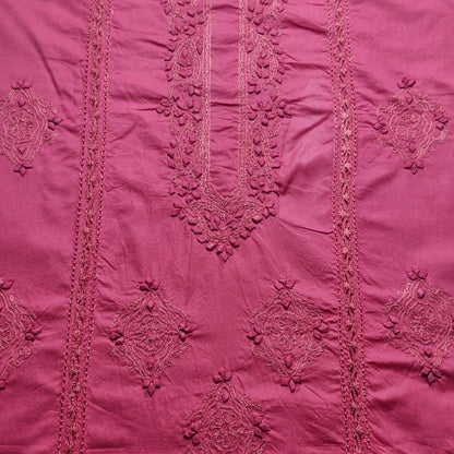 albaas | Tarkashi  Applique on Cotton Lawn Shirt's Front and Sleeves with Matching Plain Trousers - Unstitched 2PC Suit   | ALTAST-36533-REDDISH PINK