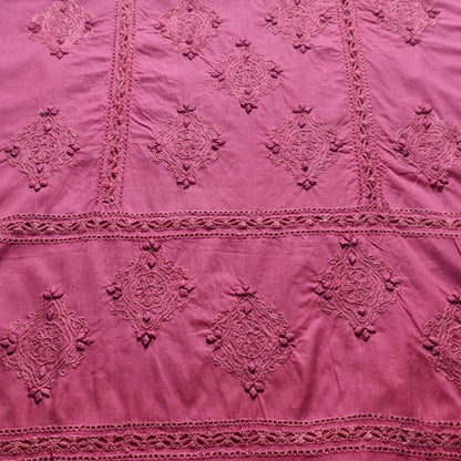 albaas | Tarkashi  Applique on Cotton Lawn Shirt's Front and Sleeves with Matching Plain Trousers - Unstitched 2PC Suit   | ALTAST-36533-REDDISH PINK