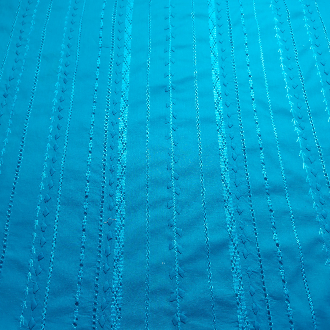 albaas | Tarkashi  Applique on Cotton Lawn Shirt's Front and Sleeves with Matching Plain Trousers - Unstitched 2PC Suit   | ALTAST-36534-NEON BLUE