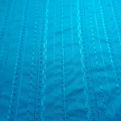 albaas | Tarkashi  Applique on Cotton Lawn Shirt's Front and Sleeves with Matching Plain Trousers - Unstitched 2PC Suit   | ALTAST-36534-NEON BLUE