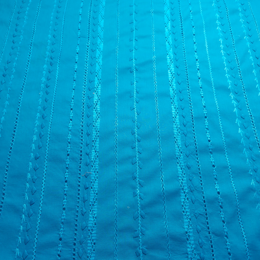 albaas | Tarkashi  Applique on Cotton Lawn Shirt's Front and Sleeves with Matching Plain Trousers - Unstitched 2PC Suit   | ALTAST-36534-NEON BLUE