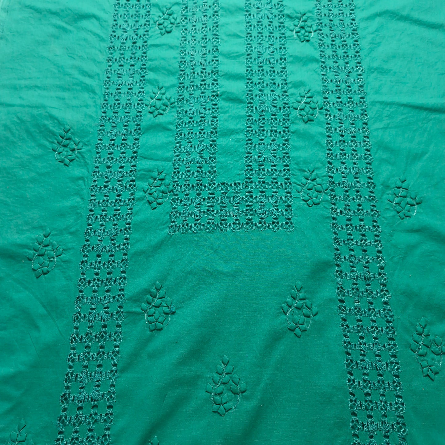 albaas | Tarkashi  Applique on Cotton Lawn Shirt's Front and Sleeves with Matching Plain Trousers - Unstitched 2PC Suit   | ALTAST-36535-GREENISH TEAL