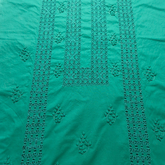 albaas | Tarkashi  Applique on Cotton Lawn Shirt's Front and Sleeves with Matching Plain Trousers - Unstitched 2PC Suit   | ALTAST-36535-GREENISH TEAL