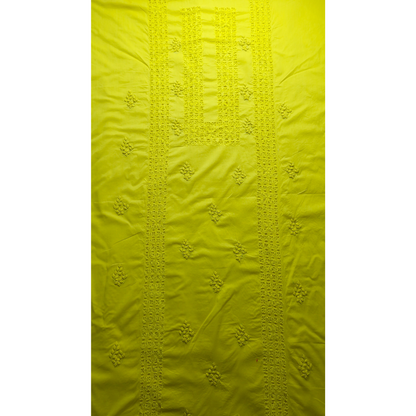 albaas | Tarkashi  Applique on Cotton Lawn Shirt's Front and Sleeves with Matching Plain Trousers - Unstitched 2PC Suit   | ALTAST-36535-LEMON YELLOW