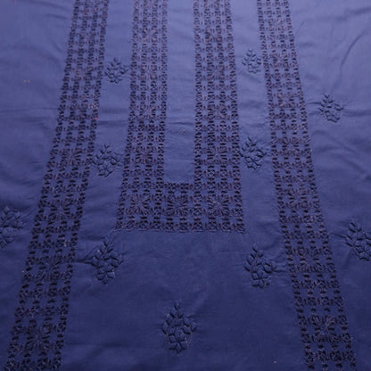 albaas | Tarkashi Applique on Cotton Lawn Shirt's Front and Sleeves with Matching Plain Trousers - Unstitched 2PC Suit   | ALTAST-36535-NAVY BLUE