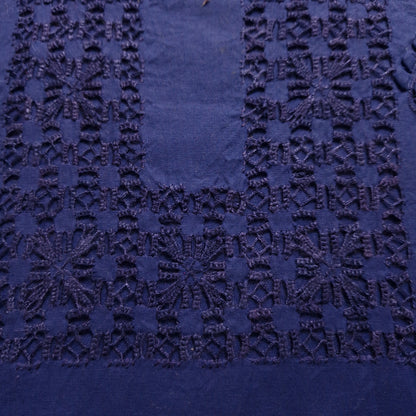 albaas | Tarkashi Applique on Cotton Lawn Shirt's Front and Sleeves with Matching Plain Trousers - Unstitched 2PC Suit   | ALTAST-36535-NAVY BLUE