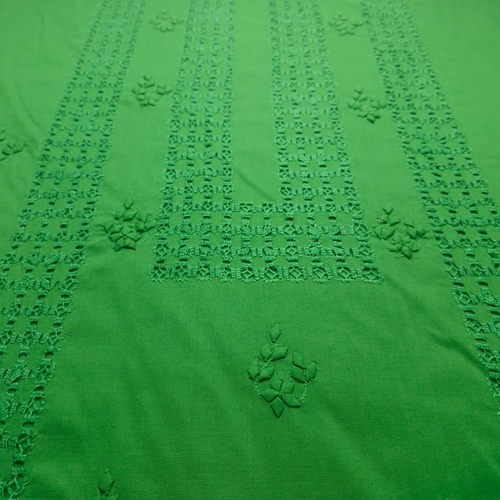 albaas | Tarkashi  Applique on Cotton Lawn Shirt's Front and Sleeves with Matching Plain Trousers - Unstitched 2PC Suit   | ALTAST-36535-PARROT GREEN