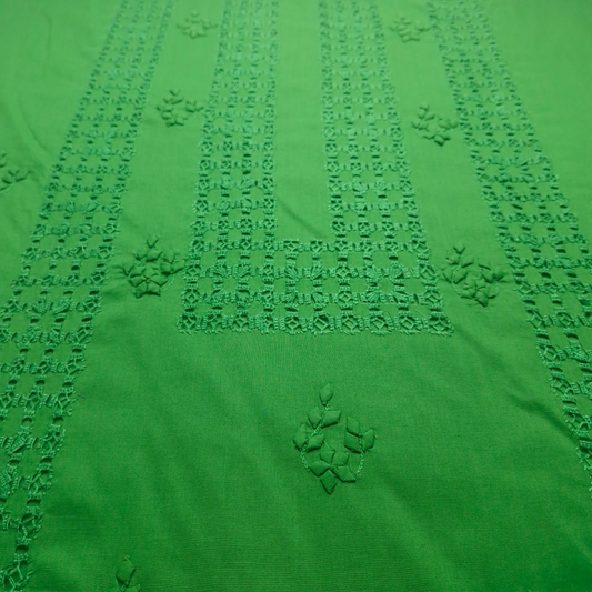 albaas | Tarkashi  Applique on Cotton Lawn Shirt's Front and Sleeves with Matching Plain Trousers - Unstitched 2PC Suit   | ALTAST-36535-PARROT GREEN