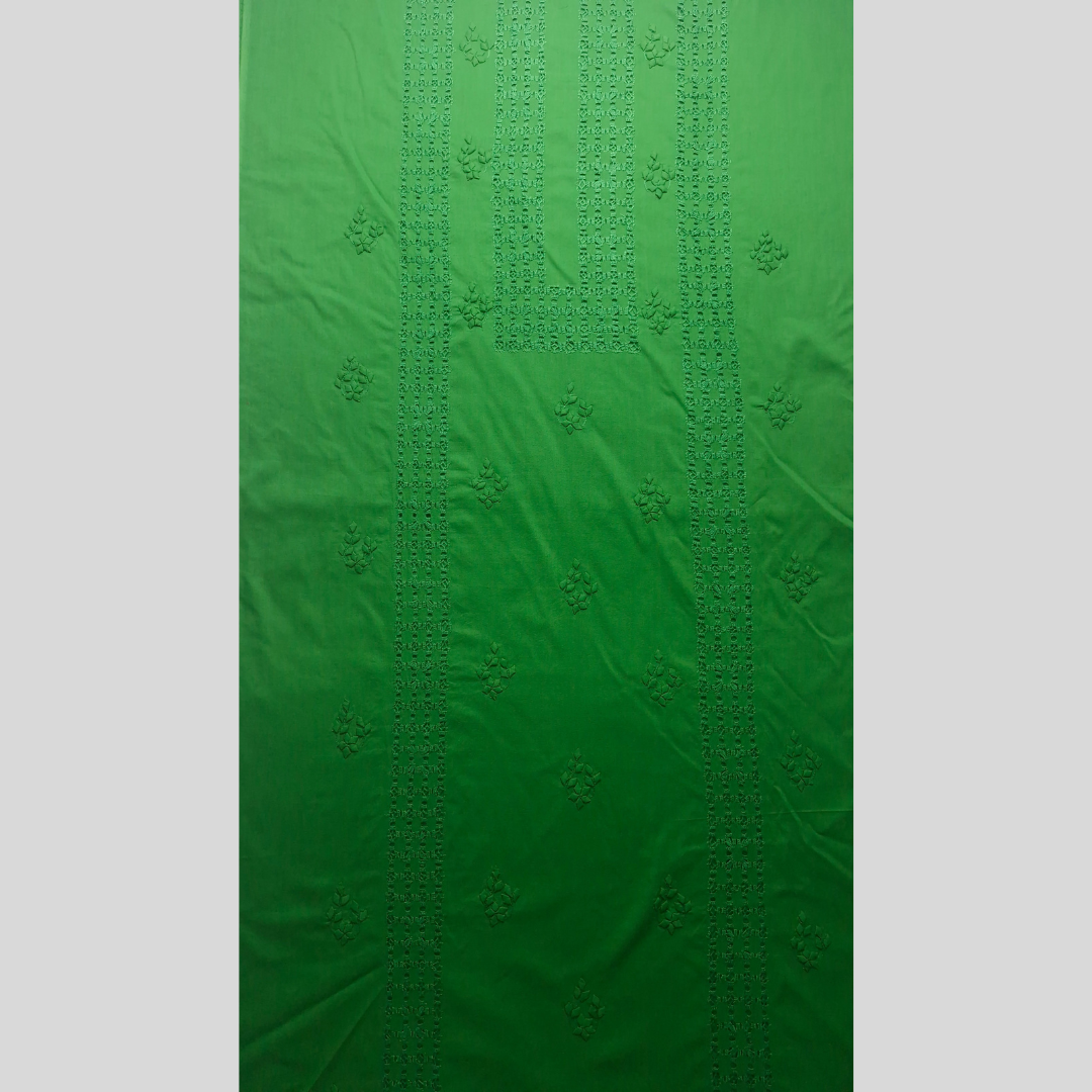 albaas | Tarkashi  Applique on Cotton Lawn Shirt's Front and Sleeves with Matching Plain Trousers - Unstitched 2PC Suit   | ALTAST-36535-PARROT GREEN