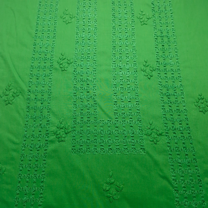 albaas | Tarkashi  Applique on Cotton Lawn Shirt's Front and Sleeves with Matching Plain Trousers - Unstitched 2PC Suit   | ALTAST-36535-PARROT GREEN