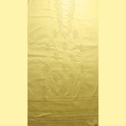 albaas | Tarkashi  Applique on Cotton Lawn Shirt's Front and Sleeves with Matching Plain Trousers - Unstitched 2PC Suit   | ALTAST-36536-PALE CANARY