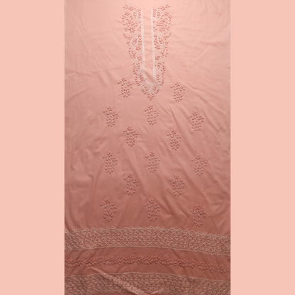 albaas | Tarkashi  Applique on Cotton Lawn Shirt's Front and Sleeves with Matching Plain Trousers - Unstitched 2PC Suit   | ALTAST-36536-PINKISH PEACH
