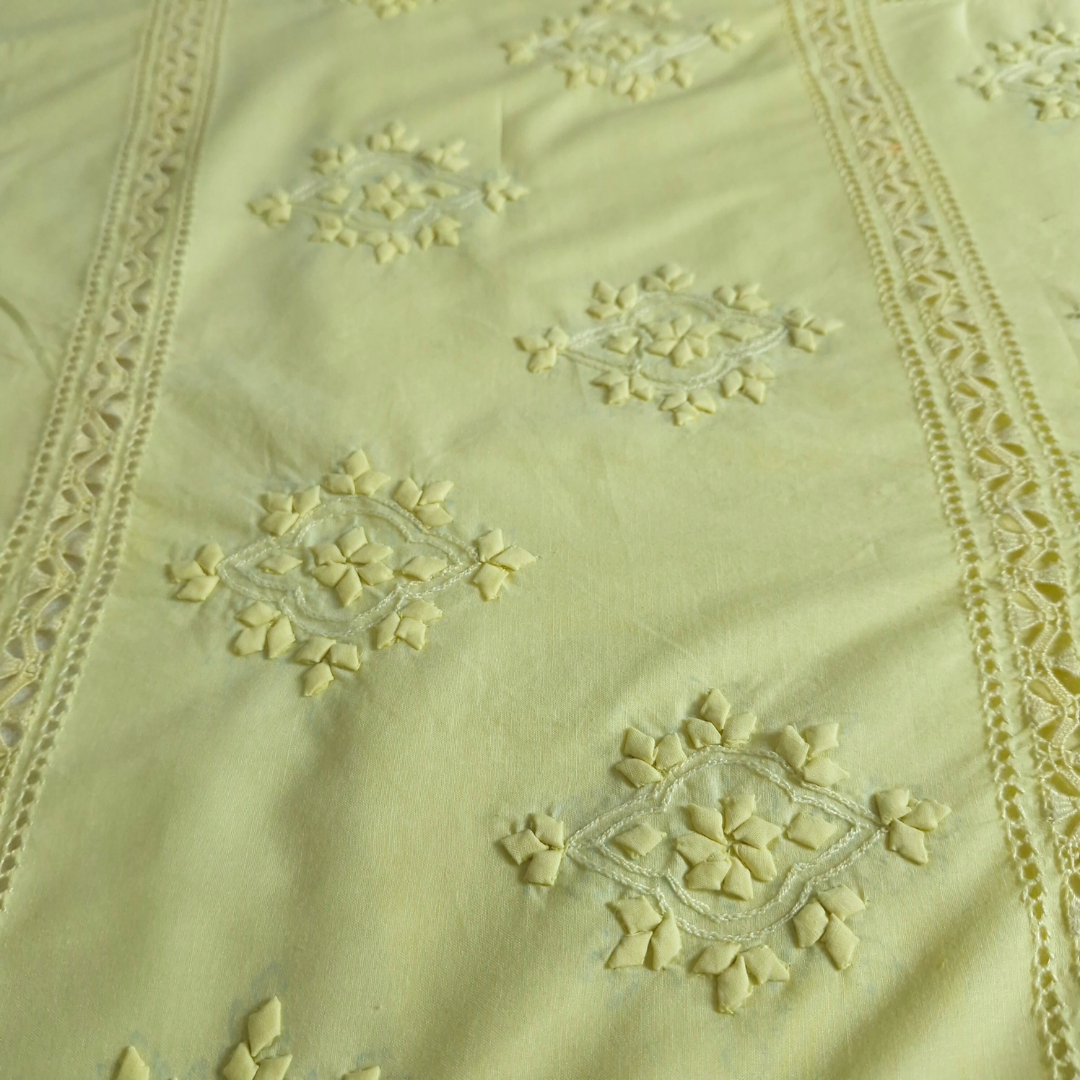 albaas | Tarkashi Applique on Cotton Lawn Shirt's Front and Sleeves | ALTAS-36537-SUNNY