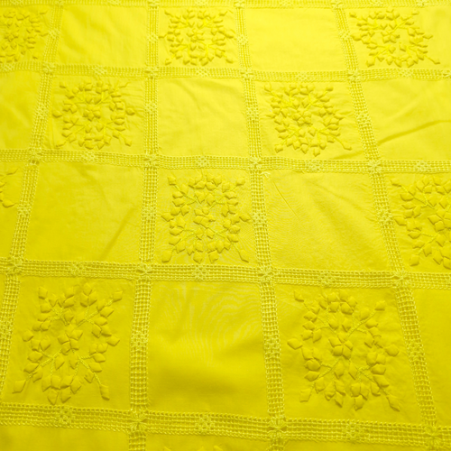 albaas | Tarkashi  Applique on Cotton Lawn Shirt's Front and Sleeves with Matching Plain Trousers - Unstitched 2PC Suit   | ALTAST-36538-LEMON YELLOW