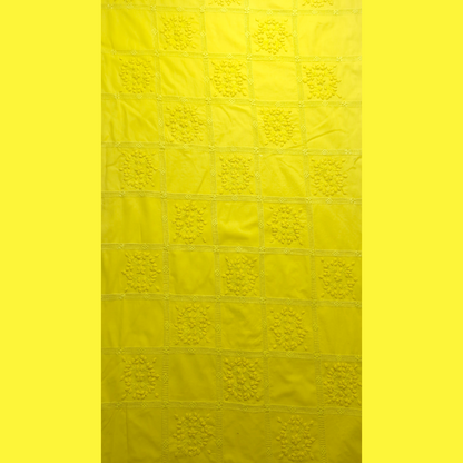 albaas | Tarkashi  Applique on Cotton Lawn Shirt's Front and Sleeves with Matching Plain Trousers - Unstitched 2PC Suit   | ALTAST-36538-LEMON YELLOW