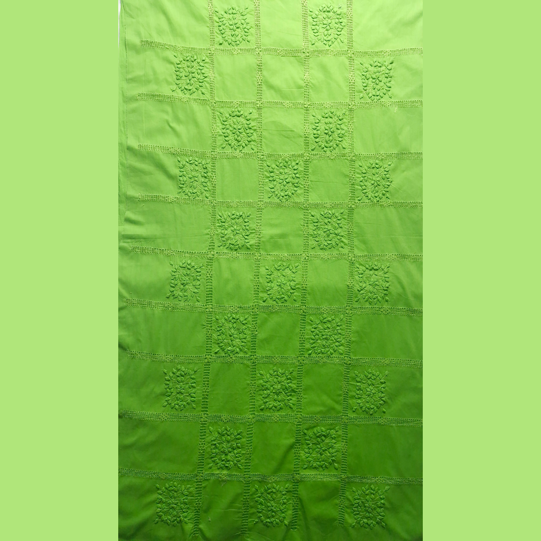 albaas | Tarkashi  Applique on Cotton Lawn Shirt's Front and Sleeves with Matching Plain Trousers - Unstitched 2PC Suit   | ALTAST-36538-NEON GREEN