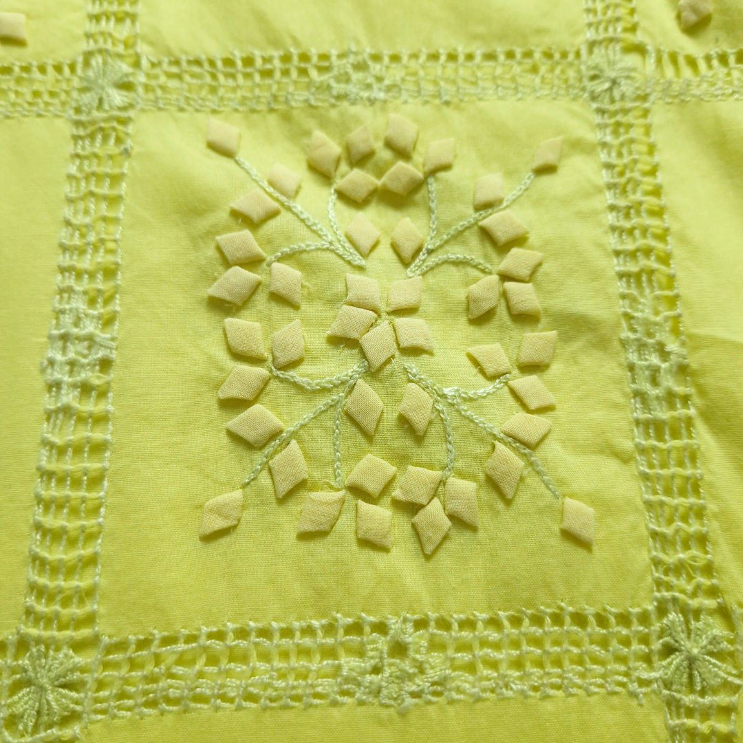 albaas | Tarkashi  Applique on Cotton Lawn Shirt's Front and Sleeves - Unstitched 1 PC | ALTAS-36538-PASTEL YELLOW