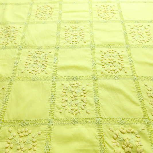 albaas | Tarkashi  Applique on Cotton Lawn Shirt's Front and Sleeves with Matching Plain Trousers - Unstitched 2PC Suit   | ALTAST-36538-PASTEL YELLOW