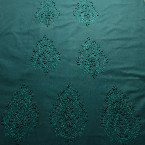 albaas | Tarkashi  Applique on Cotton Lawn Shirt's Front and Sleeves with Matching Plain Trousers - Unstitched 2PC Suit   | ALTAST-36539-BLUEISH GREEN