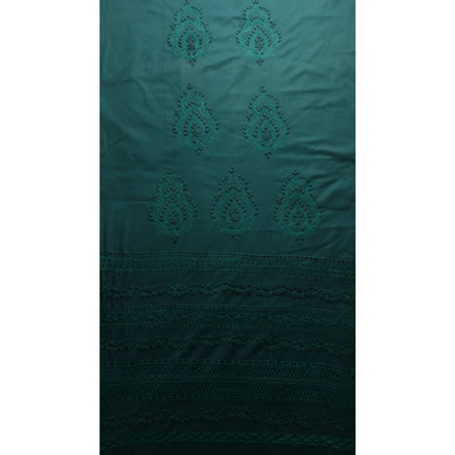 albaas | Tarkashi  Applique on Cotton Lawn Shirt's Front and Sleeves with Matching Plain Trousers - Unstitched 2PC Suit   | ALTAST-36539-BLUEISH GREEN