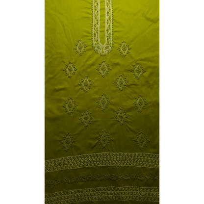 albaas | Tarkashi  Applique on Cotton Lawn Shirt's Front and Sleeves with Matching Plain Trousers - Unstitched 2PC Suit   | ALTAST-36540-ANDROID GREEN