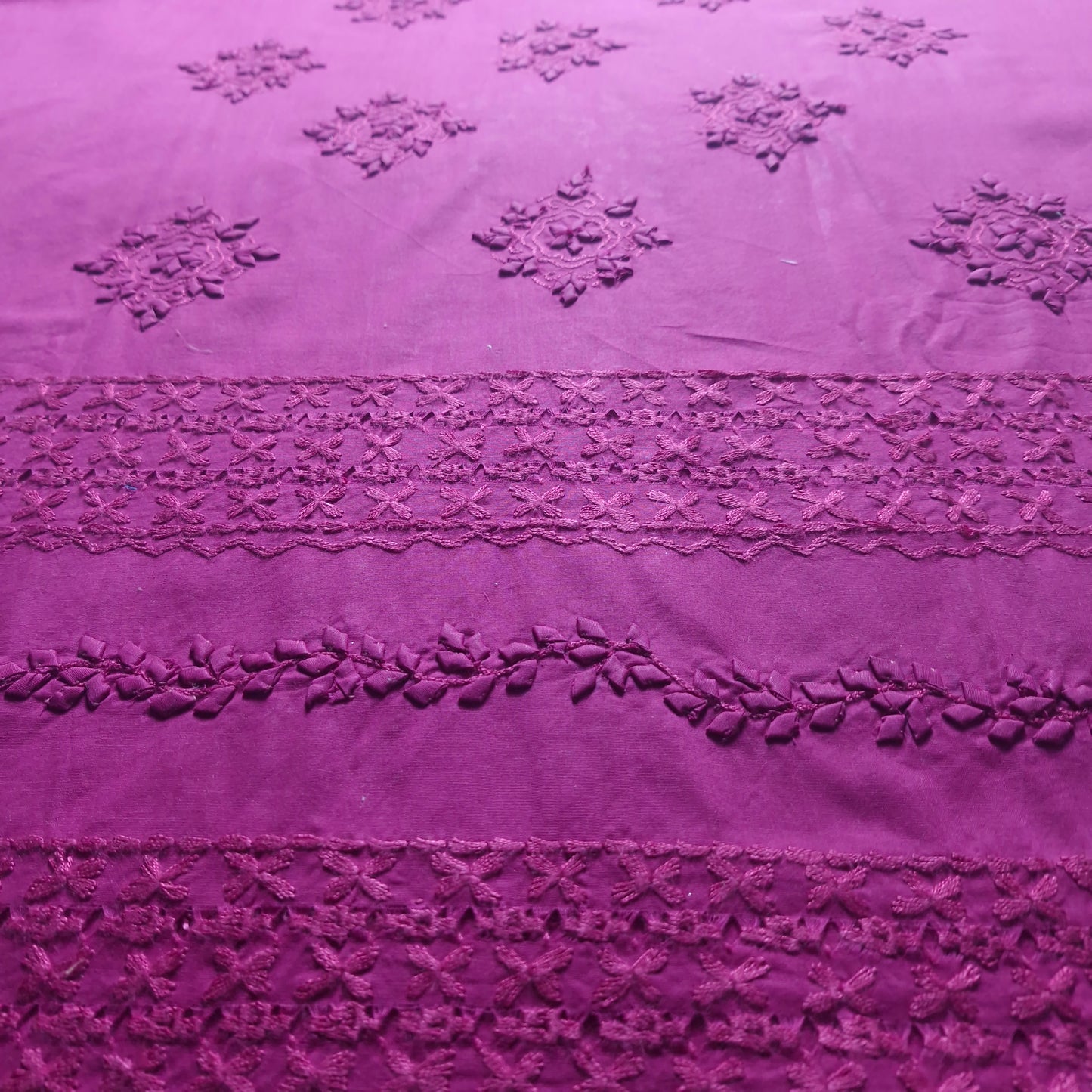 albaas | Tarkashi Applique on Cotton Lawn Shirt's Front and Sleeves with Matching Plain Trousers - Unstitched 2PC Suit   | ALTAST-36540-TRADITIONAL ROSE