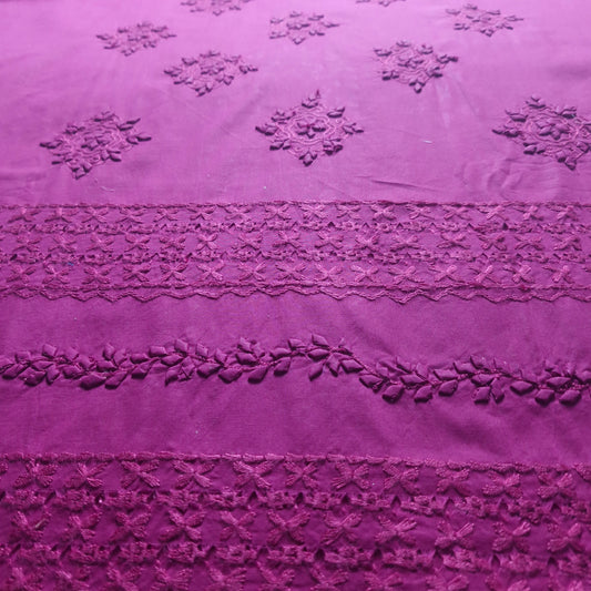 albaas | Tarkashi Applique on Cotton Lawn Shirt's Front and Sleeves with Matching Plain Trousers - Unstitched 2PC Suit   | ALTAST-36540-TRADITIONAL ROSE