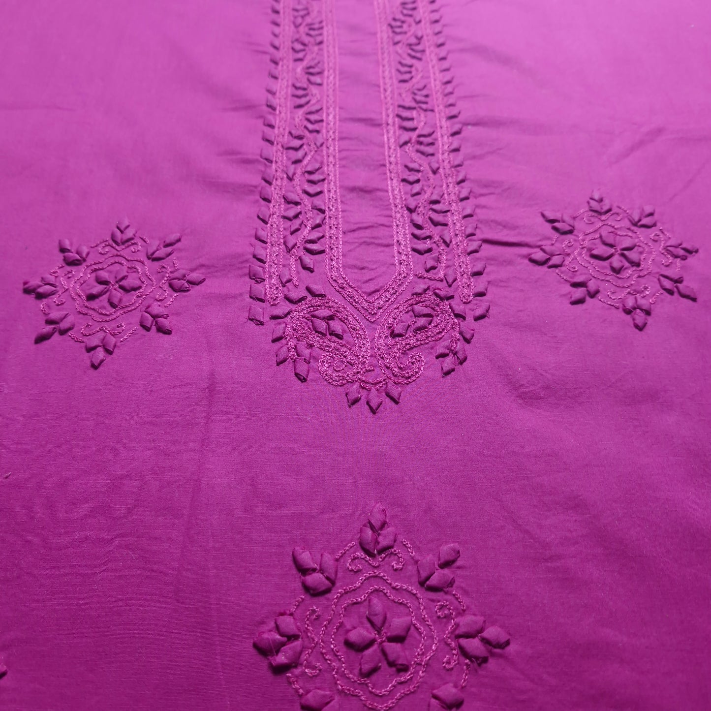 albaas | Tarkashi Applique on Cotton Lawn Shirt's Front and Sleeves with Matching Plain Trousers - Unstitched 2PC Suit   | ALTAST-36540-TRADITIONAL ROSE