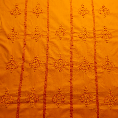 albaas | Tarkashi  Applique on Cotton Lawn Shirt's Front and Sleeves with Matching Plain Trousers - Unstitched 2PC Suit   | ALTAST-36541-ORANGE