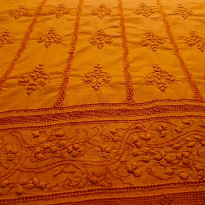 albaas | Tarkashi  Applique on Cotton Lawn Shirt's Front and Sleeves with Matching Plain Trousers - Unstitched 2PC Suit   | ALTAST-36541-ORANGE