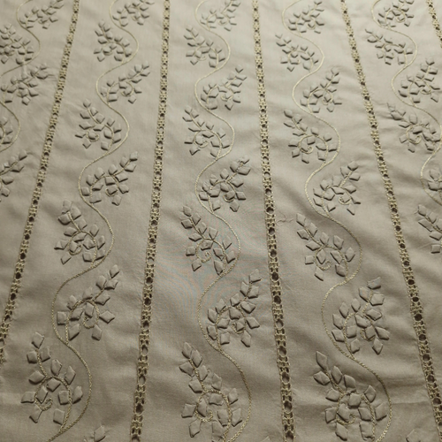 albaas | Tarkashi  Applique on Cotton Lawn Shirt's Front and Sleeves with Matching Plain Trousers - Unstitched 2PC Suit   | ALTAST-36543-KHAKI