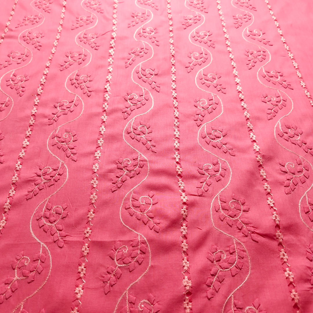 albaas | Tarkashi  Applique on Cotton Lawn Shirt's Front and Sleeves with Matching Plain Trousers - Unstitched 2PC Suit   | ALTAST-36543-WATERMELON