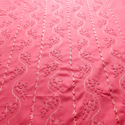 albaas | Tarkashi  Applique on Cotton Lawn Shirt's Front and Sleeves with Matching Plain Trousers - Unstitched 2PC Suit   | ALTAST-36543-WATERMELON