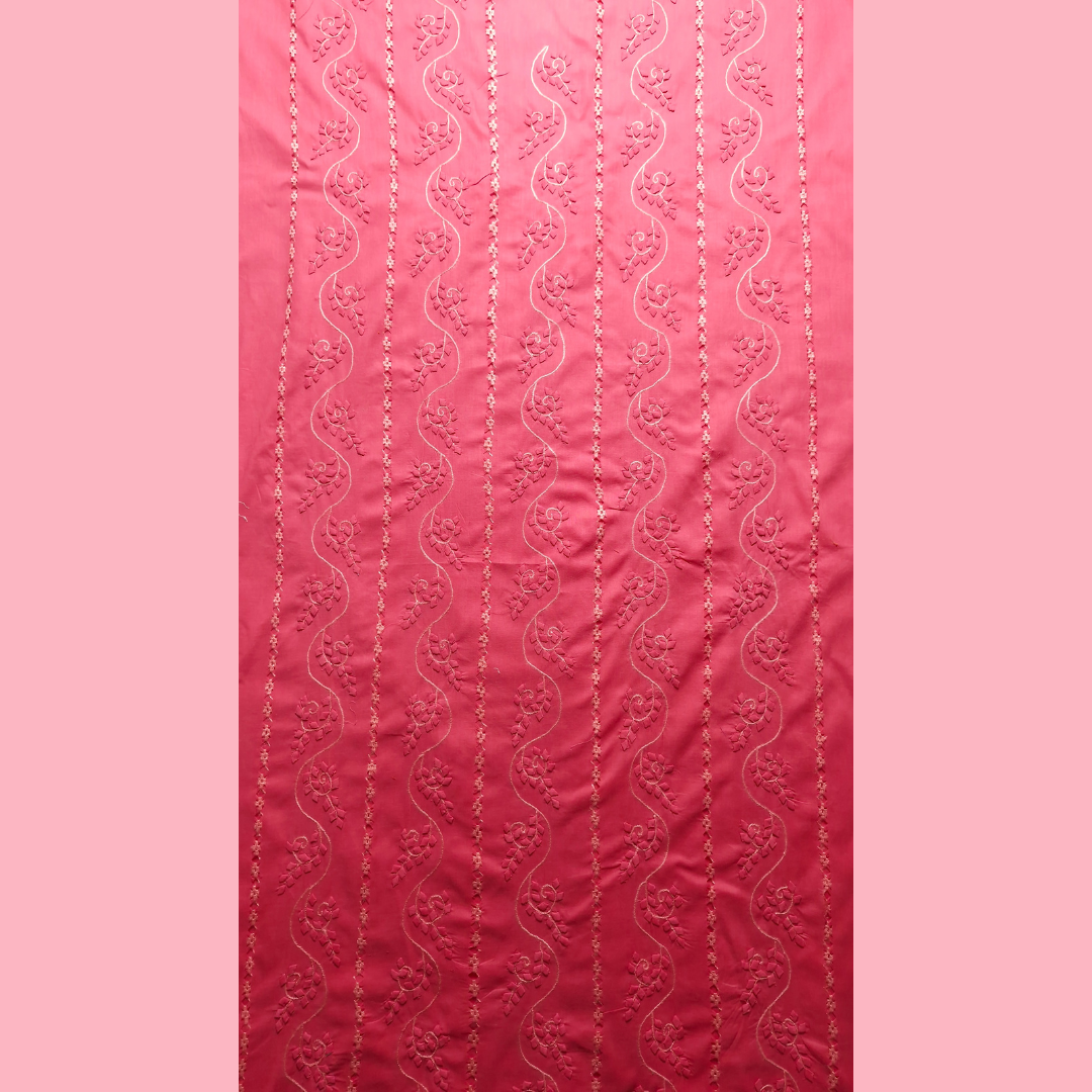 albaas | Tarkashi  Applique on Cotton Lawn Shirt's Front and Sleeves with Matching Plain Trousers - Unstitched 2PC Suit   | ALTAST-36543-WATERMELON