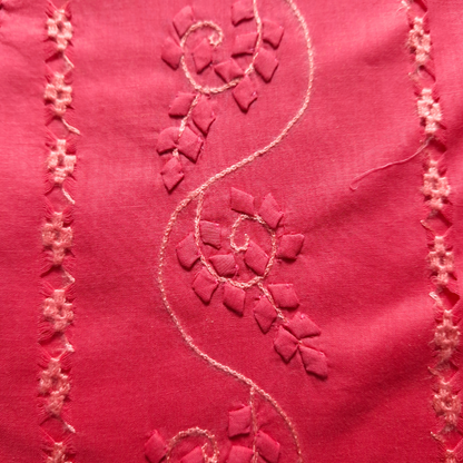 albaas | Tarkashi  Applique on Cotton Lawn Shirt's Front and Sleeves with Matching Plain Trousers - Unstitched 2PC Suit   | ALTAST-36543-WATERMELON