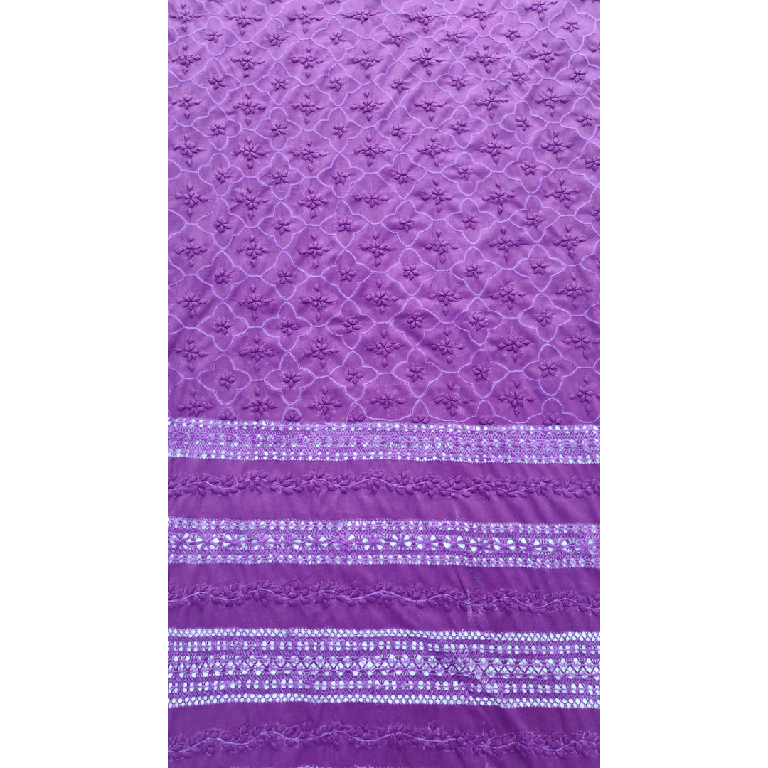 albaas | Tarkashi  Applique on Cotton Lawn Shirt's Front and Sleeves with Matching Plain Trousers - Unstitched 2PC Suit   | ALTAST-36544-PLUM