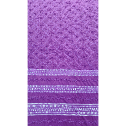 albaas | Tarkashi  Applique on Cotton Lawn Shirt's Front and Sleeves with Matching Plain Trousers - Unstitched 2PC Suit   | ALTAST-36544-PLUM