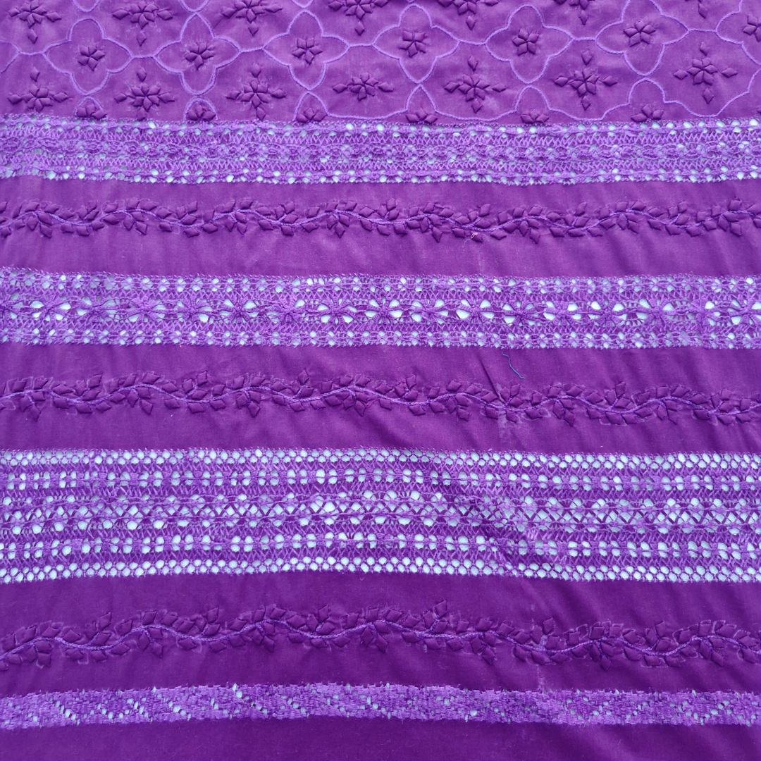 albaas | Tarkashi  Applique on Cotton Lawn Shirt's Front and Sleeves with Matching Plain Trousers - Unstitched 2PC Suit   | ALTAST-36544-PLUM