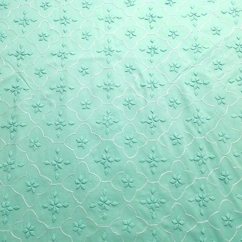 albaas | Tarkashi  Applique on Cotton Lawn Shirt's Front and Sleeves with Matching Plain Trousers - Unstitched 2PC Suit   | ALTAST-36544-TURQUOISE