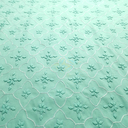 albaas | Tarkashi  Applique on Cotton Lawn Shirt's Front and Sleeves with Matching Plain Trousers - Unstitched 2PC Suit   | ALTAST-36544-TURQUOISE