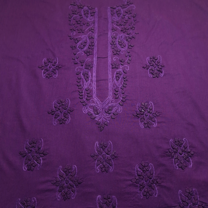 albaas | Tarkashi  Applique on Cotton Lawn Shirt's Front and Sleeves with Matching Plain Trousers - Unstitched 2PC Suit   | ALTAST-36544A-PLUM