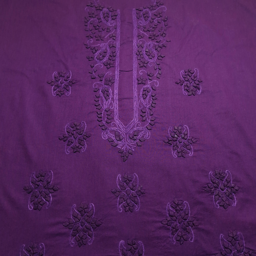 albaas | Tarkashi  Applique on Cotton Lawn Shirt's Front and Sleeves with Matching Plain Trousers - Unstitched 2PC Suit   | ALTAST-36544A-PLUM