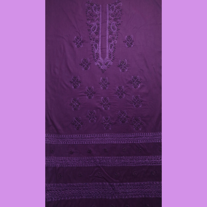 albaas | Tarkashi  Applique on Cotton Lawn Shirt's Front and Sleeves with Matching Plain Trousers - Unstitched 2PC Suit   | ALTAST-36544A-PLUM